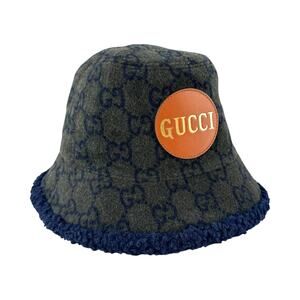 Gucci Monogram Green Wool Bucket Hat